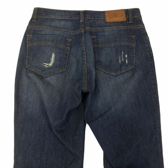 PZI Jeans Women's 8/34 Blue Boot Cut Leg Frayed Distressed - Picture 4 of 5